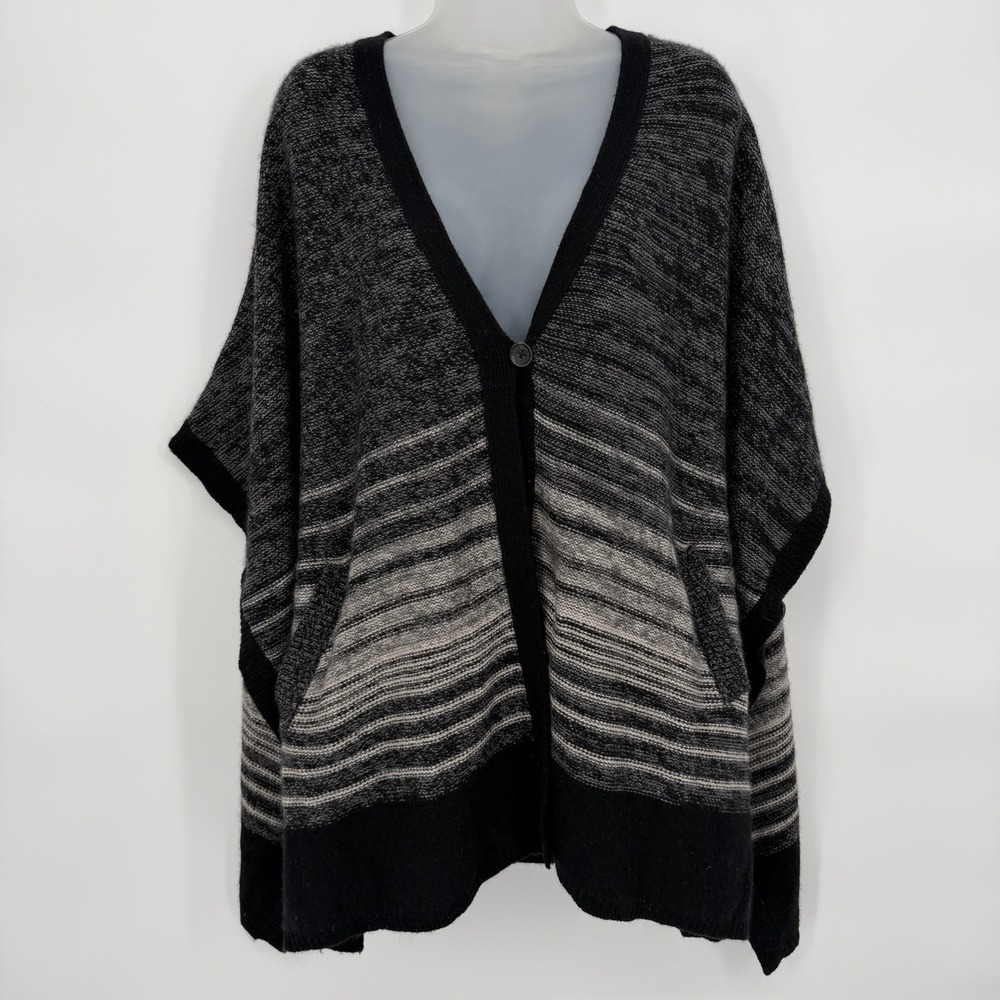 Sea Cashmere‎ Sz M Wool & Cashmere Striped Pullover Poncho Oversized Lagenlook